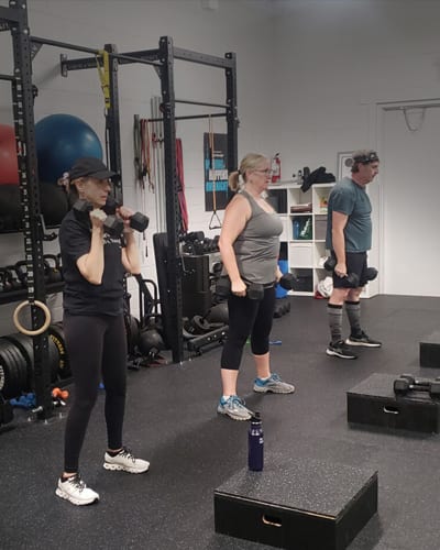 A small group training session at Built by Faith Love Fitness